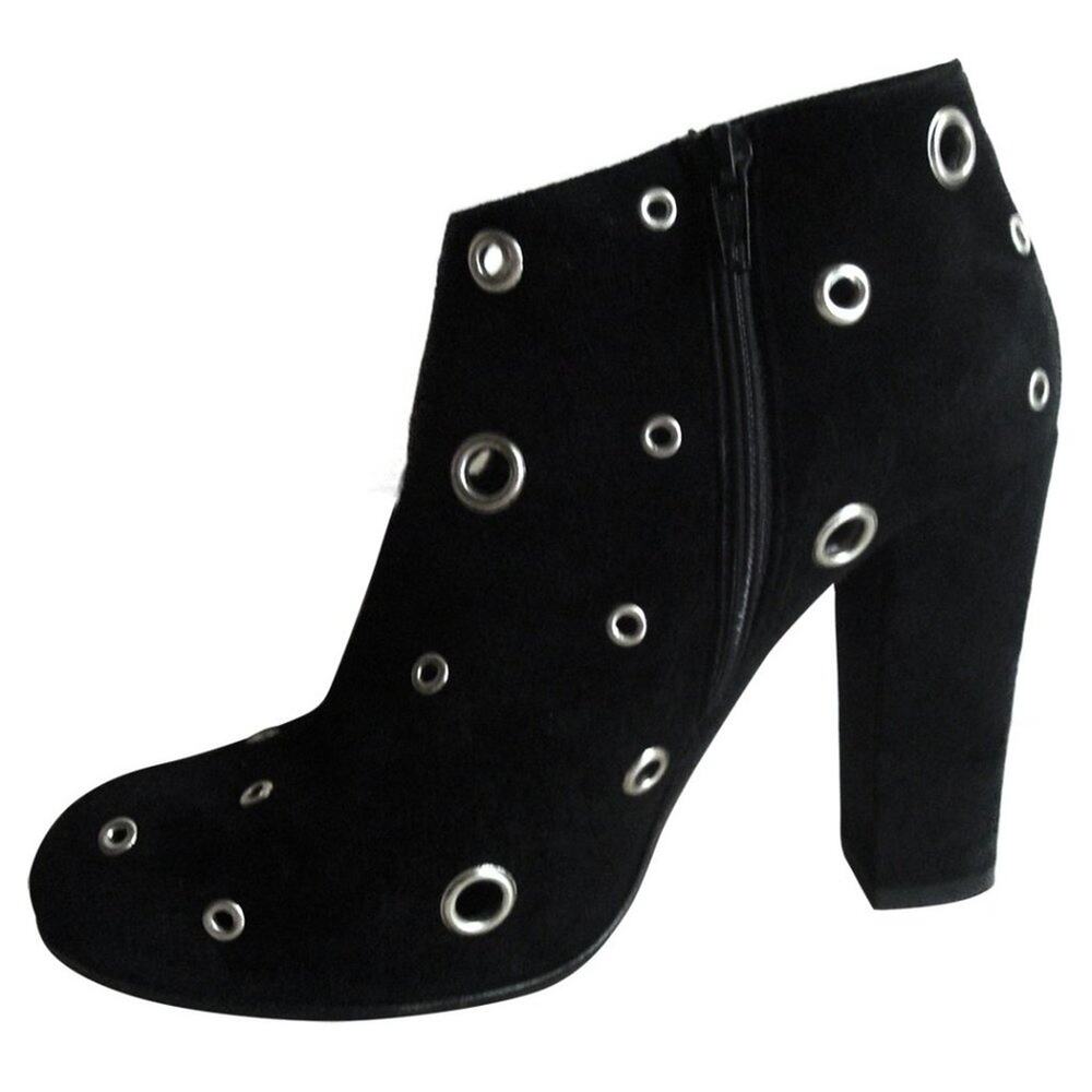 Opening Ceremony Grommet Heel Ankle Boots Black Suede EU 36